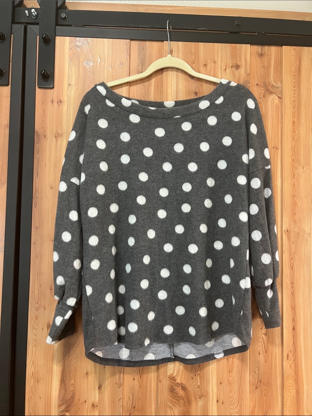 Cozy Gray Polka Dot Knit Sweater